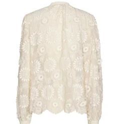 Femmes Caroline Biss Hauts*1605-34 / Blouse Droite En Tulle Stretch Avec Broderie