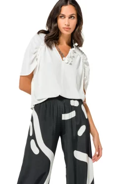 Femmes Caroline Biss Hauts*1691-91 / Blouse Droite Fluide Effet Manches