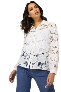 Femmes Caroline Biss Hauts*1606-91 / Blouse En Coton Semi-Transparent Avec Broderie