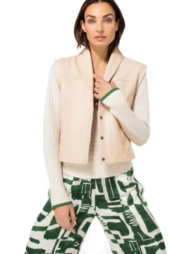 Femmes Caroline Biss Gilets*1800-33 / Gilet En Cuir Avec Manche Amovible