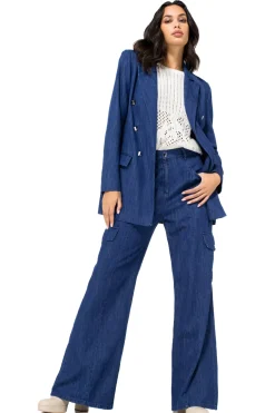 Femmes Caroline Biss Pantalon*1512-24 / Jean Cargo Fluide, Jambe Large, Taille Normale