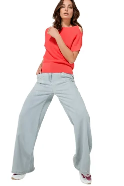 Femmes Caroline Biss Pantalon*1525-25 / Jean Fluide, Jambe Large, Taille Haute