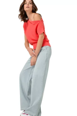 Femmes Caroline Biss Pantalon*1525-25 / Jean Fluide, Jambe Large, Taille Haute