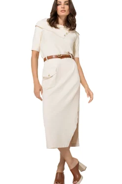 Femmes Caroline Biss Jupes*1713-34 / Jupe Midi Droite Confortable, Look Jeans