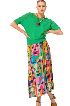 Femmes Caroline Biss Jupes*1702-79 / Jupe Midi Fluide Pop Art
