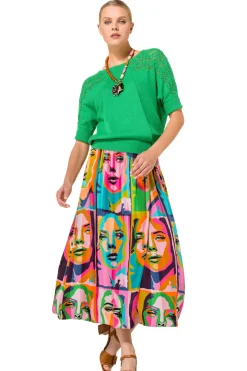 Femmes Caroline Biss Jupes*1702-79 / Jupe Midi Fluide Pop Art