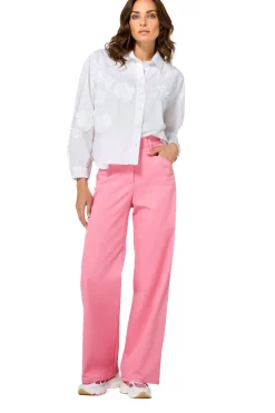 Femmes Caroline Biss Pantalon*1579-71 / Pantalon Confortable En Coton, Jambe Large, Taille Normale