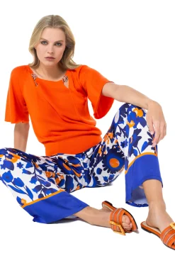 Femmes Caroline Biss Pantalon*1571-29 / Pantalon Fluide, Jambe Droite, Taille Normale