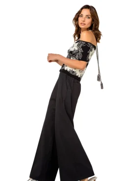Femmes Caroline Biss Pantalon*1569-10 / Pantalon Large Confortable En Coton, Taille Normale