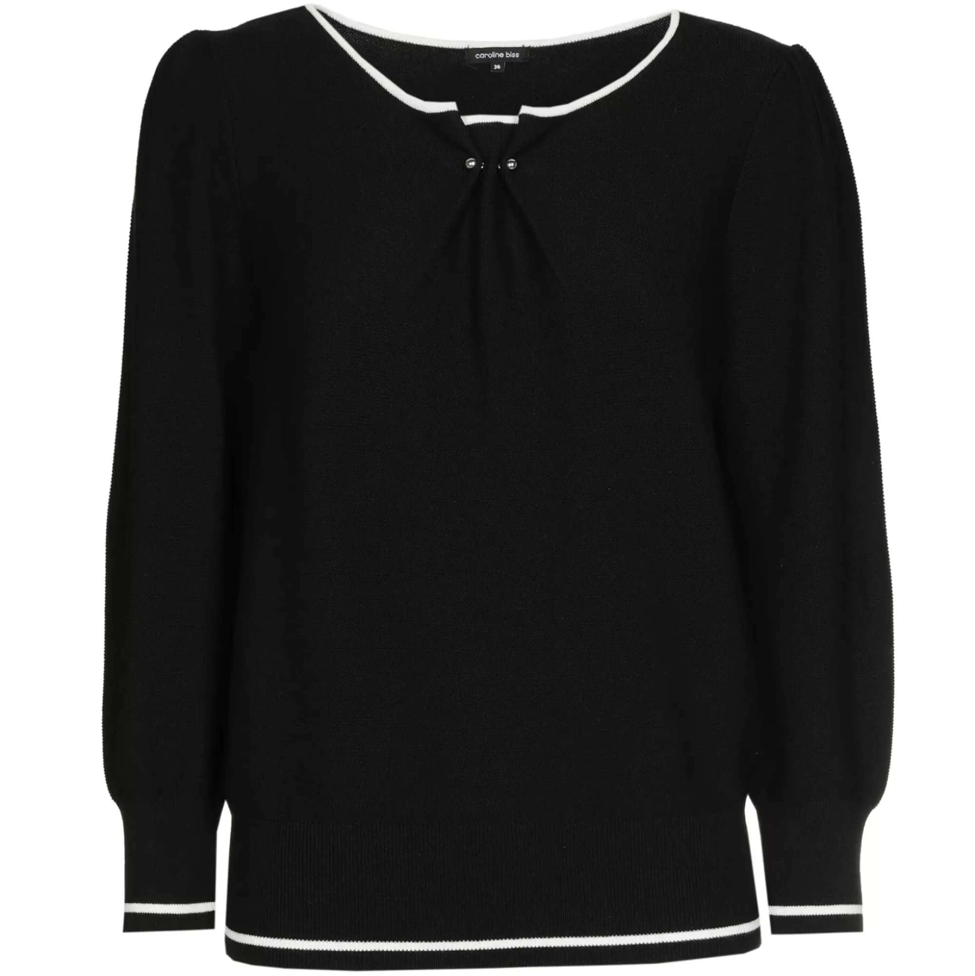 Femmes Caroline Biss Tire*1248-10 / Pull Bicolore Maille Fine