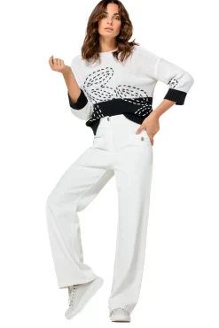 Femmes Caroline Biss Tire*1298-19 / Pull Coton Bicolore