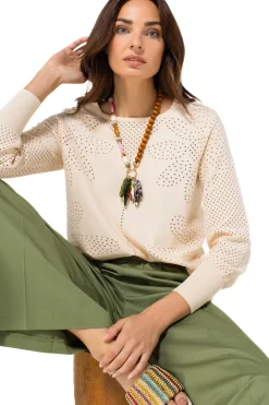 Femmes Caroline Biss Tire*1250-34 / Pull En Maille Fine Effet Fleur