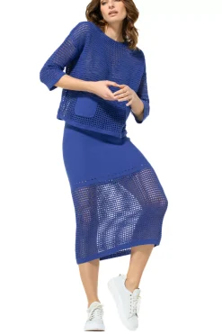 Femmes Caroline Biss Tire*3213-26 / Pull Long En Crochet Transparent