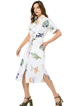 Femmes Caroline Biss Robes*3181-69 / Robe Midi Droite Confortable En Coton
