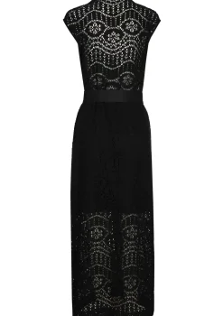 Femmes Caroline Biss Robes*1143-10 / Robe Midi Droite En Dentelle