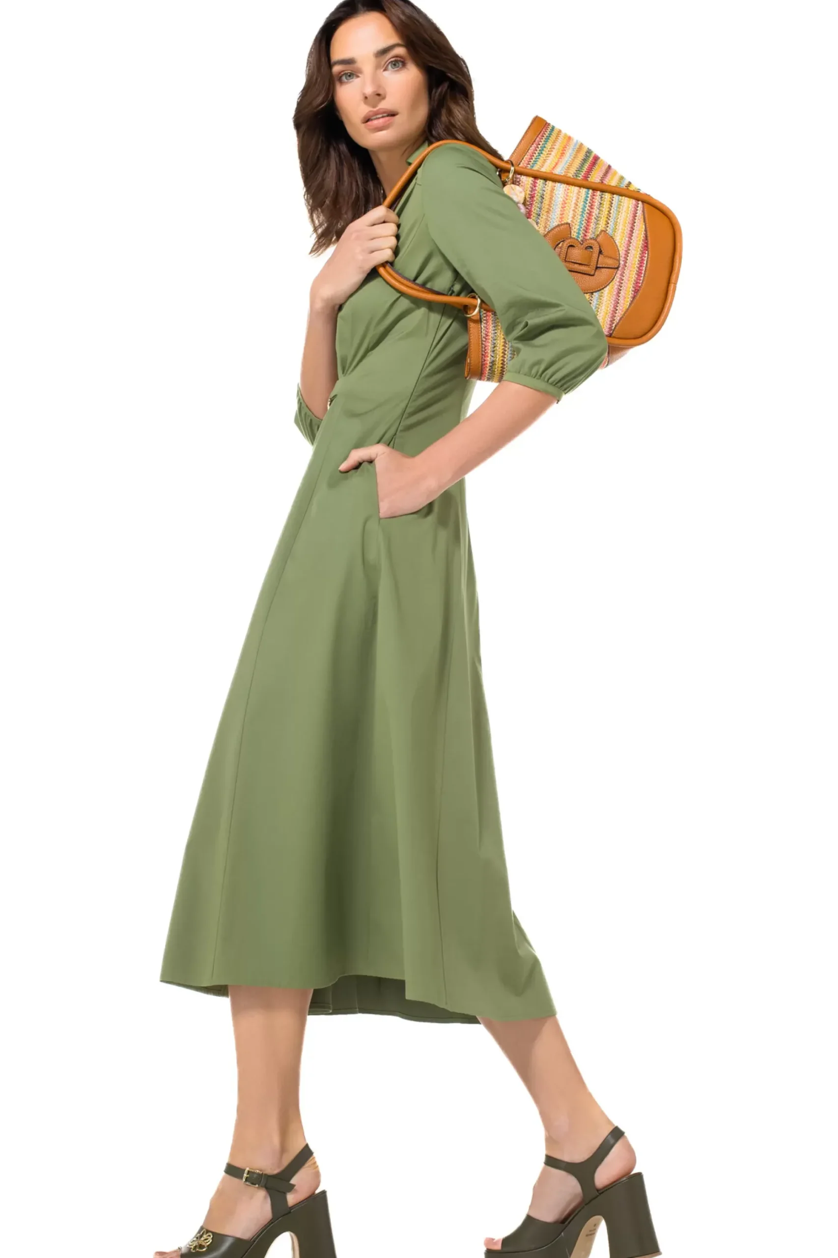 Femmes Caroline Biss Robes*1167-60 / Robe Midi Legere Avec Stretch
